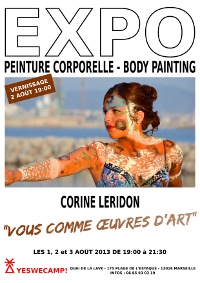 Affiche de l'exposition de peinture corporelle à YesWeCamp