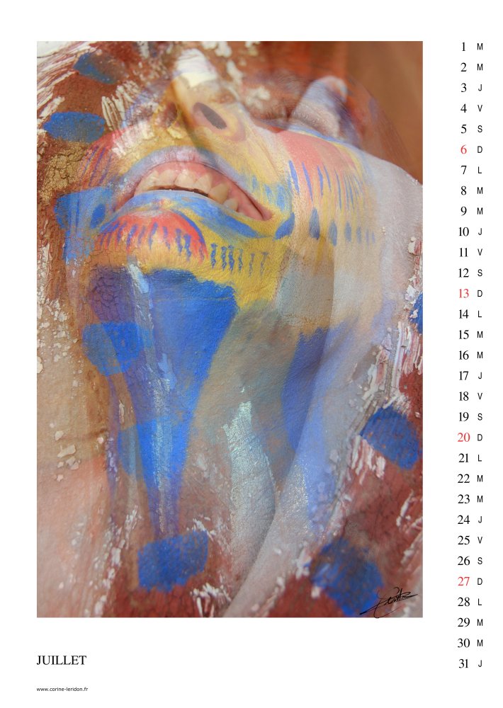 La page du mois de Juillet du calendrier d'art «Zone Tactile 2014»