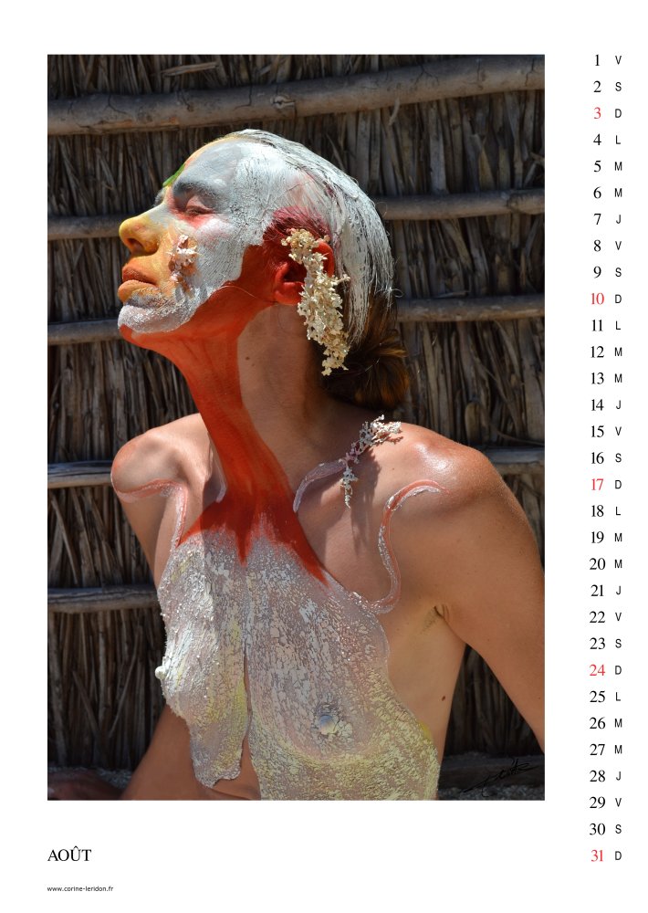 La page du mois d'Août du calendrier d'art «Zone Tactile 2014»
