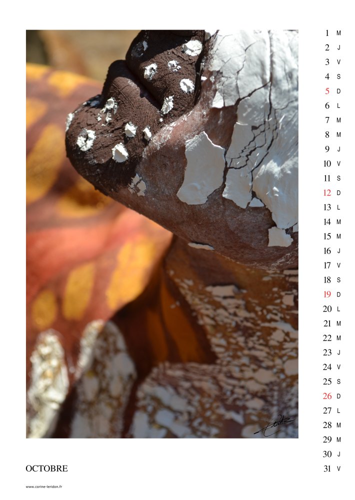 La page du mois d'Octobre du calendrier d'art «Zone Tactile 2014»