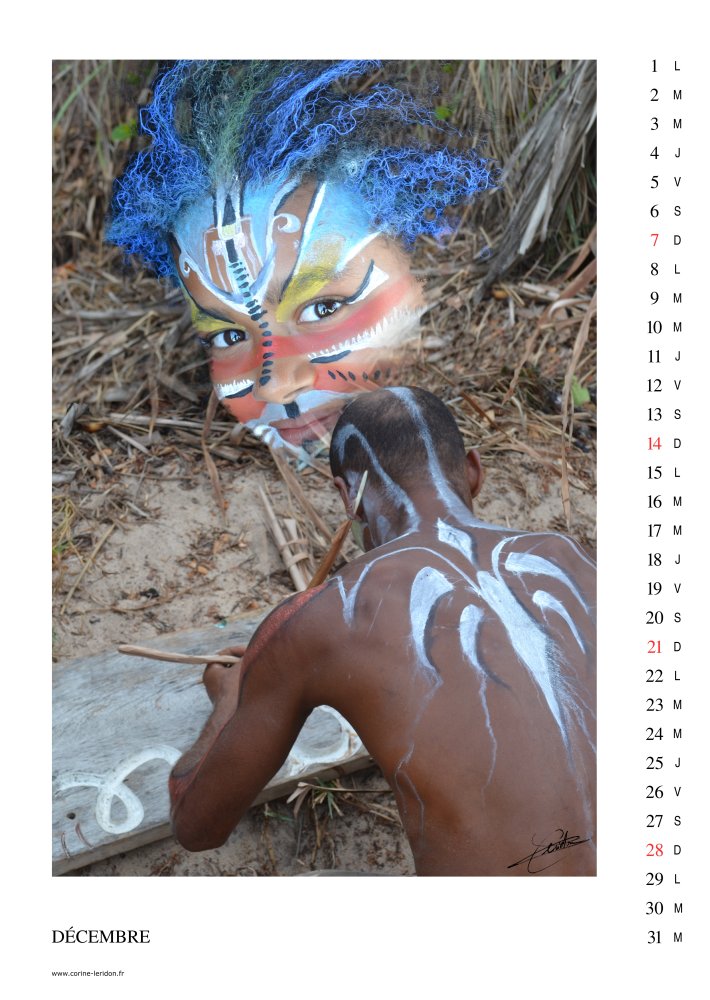 La page du mois de Décembre du calendrier d'art «Zone Tactile 2014»